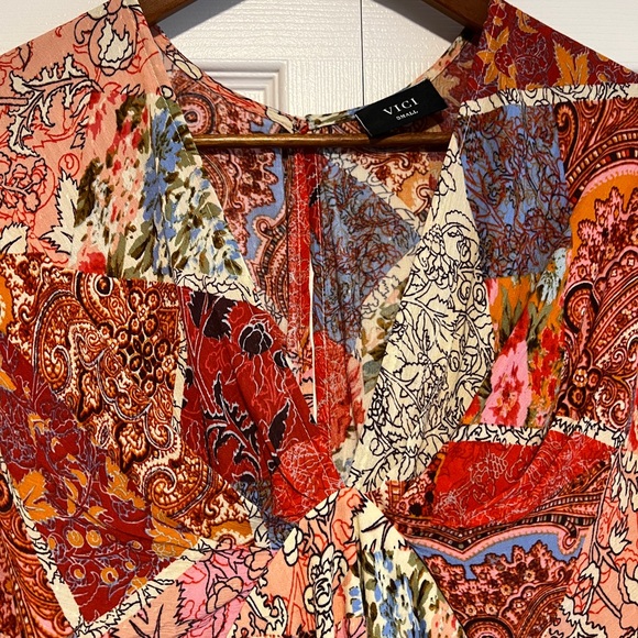 Vici Collection Fair And Square Patchwork Kimono Midi Dress - Small - Picture 3 of 6